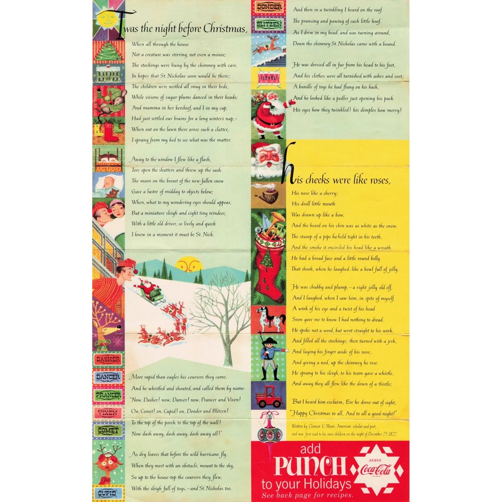 Coca Cola Christmas Holiday Punch Recipe Print Vintage Wall Art Decor - Picture 2 of 2